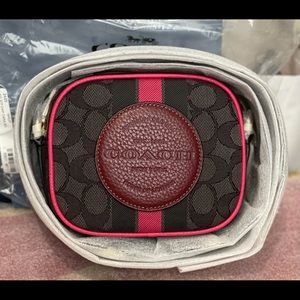Coach Mini Dempsey Camera Bag In Signature Jacquard With Stripe And Coach Patch